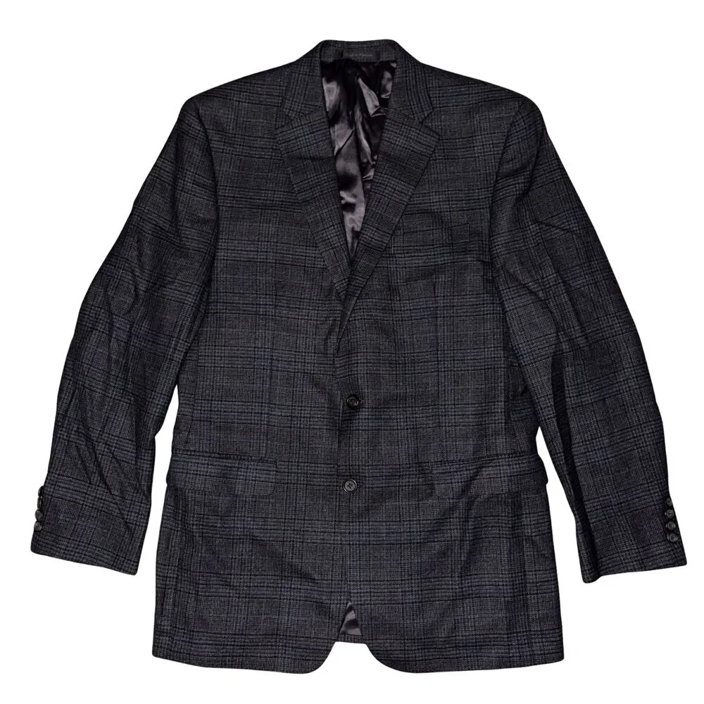 Lauren Ralph Lauren Blazer Mens 42L Wool Grey Glen Plaid Sport Coat Jacket